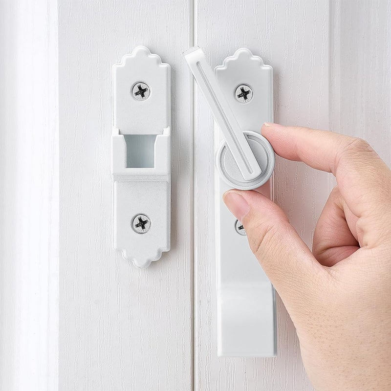 iniret 180 درجة قفل باب الحظيرة الأبيض، مزلاج بوابة الوجه مع مقبض، المزالج الثقيلة انزلاق الباب، قفل مزلاج الأمن انزلاق للخزانات، الحمام، حديقة، نافذة، المرآب - Image 3